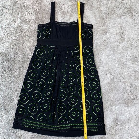 Cynthia Cynthia Steffe Black Eyelet Dress With Green Inlay Size 6 - Picture 12 of 13